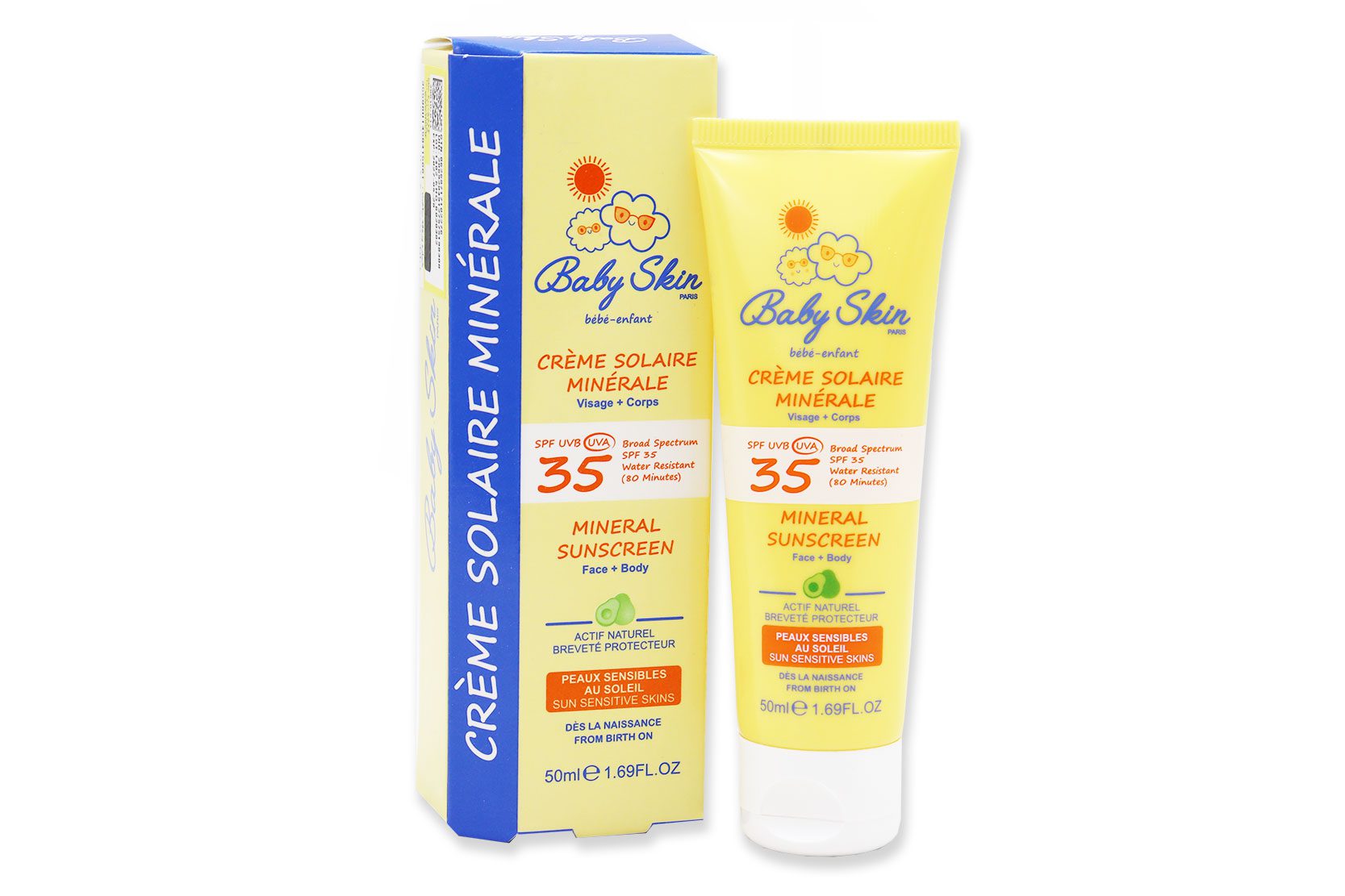 کرم ضد آفتاب کودک مینرال بیبی اسکین SPF35 (صورت و بدن)